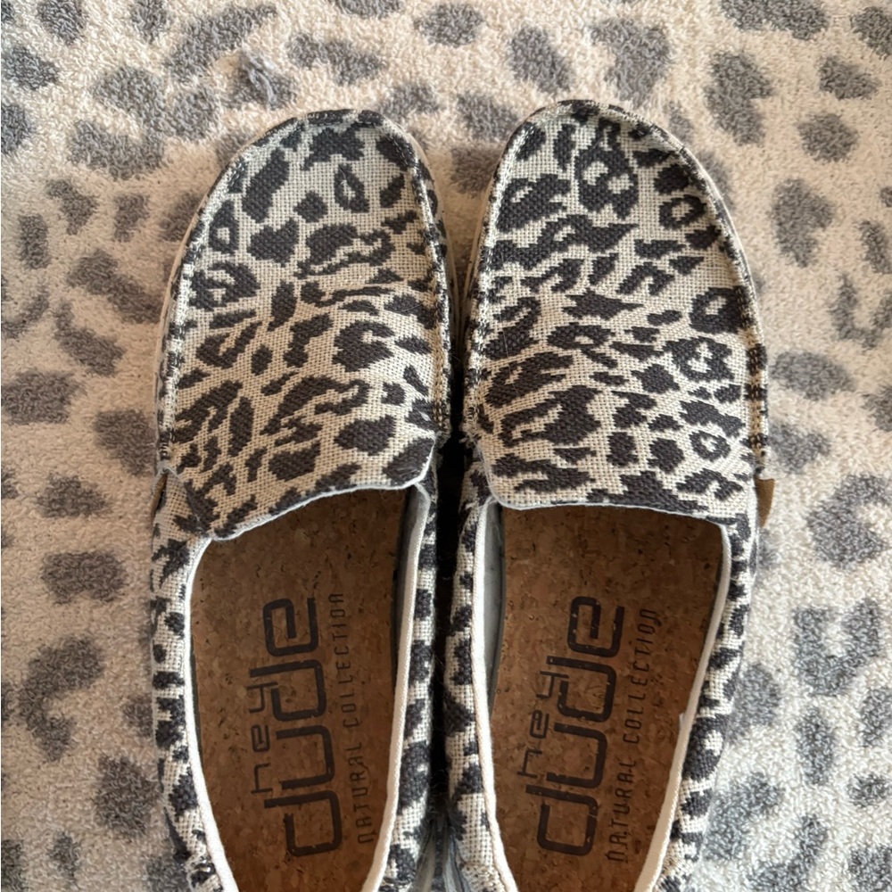 Hey Dude Black and White Leopard women’s 7